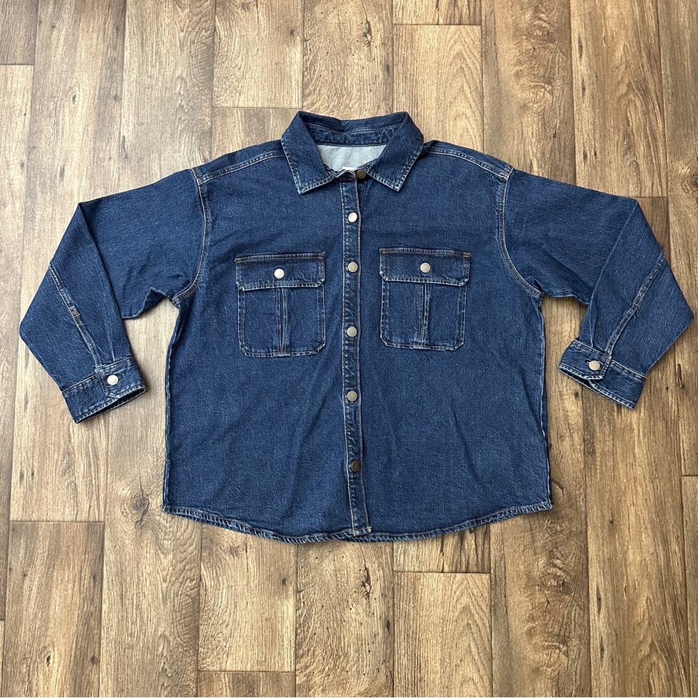 a.n.a Denim Midweight Shirt Jacket Women’s Size XXL Dark Blue